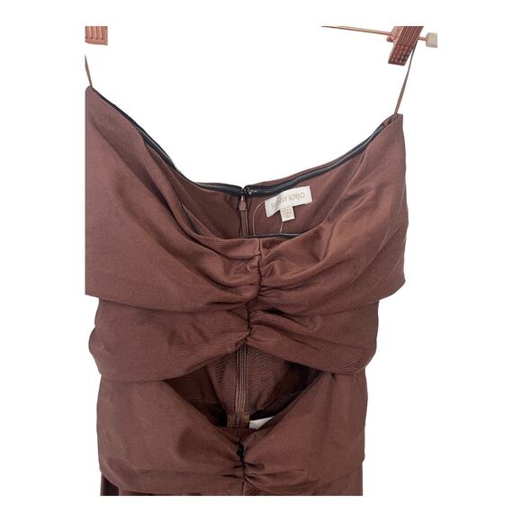 Ronny Kobo Delrey Strapless Cut Out Jumpsuit Catsuit Stretch Jersey Chocolate S - Picture 4 of 14